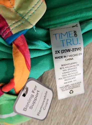 Time and Tru Damen-Tankini-Top bedruckt Übergröße 2X (20W-22W) tropisch neu mit Etikett - Bild 8 von 10