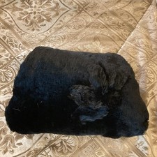 Vintage 1950 s Stuffed Black Fur Hand Muff with Detail Winter
