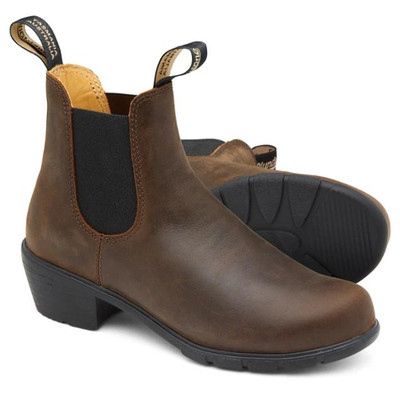 Blundstone 1673 Women's Heel Chelsea Boots Antique Brown Pull On Size 11 US