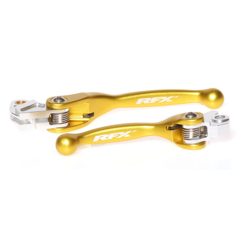 Levier flexible forgé RFX Race jaune pour éviter la casse lors des chutes en enduro