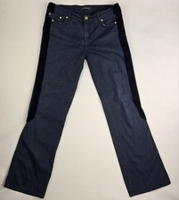 Roberto Cavalli Women's Sz 42 Italy Dark Blue Velvet Stripe Pants Designer Strch