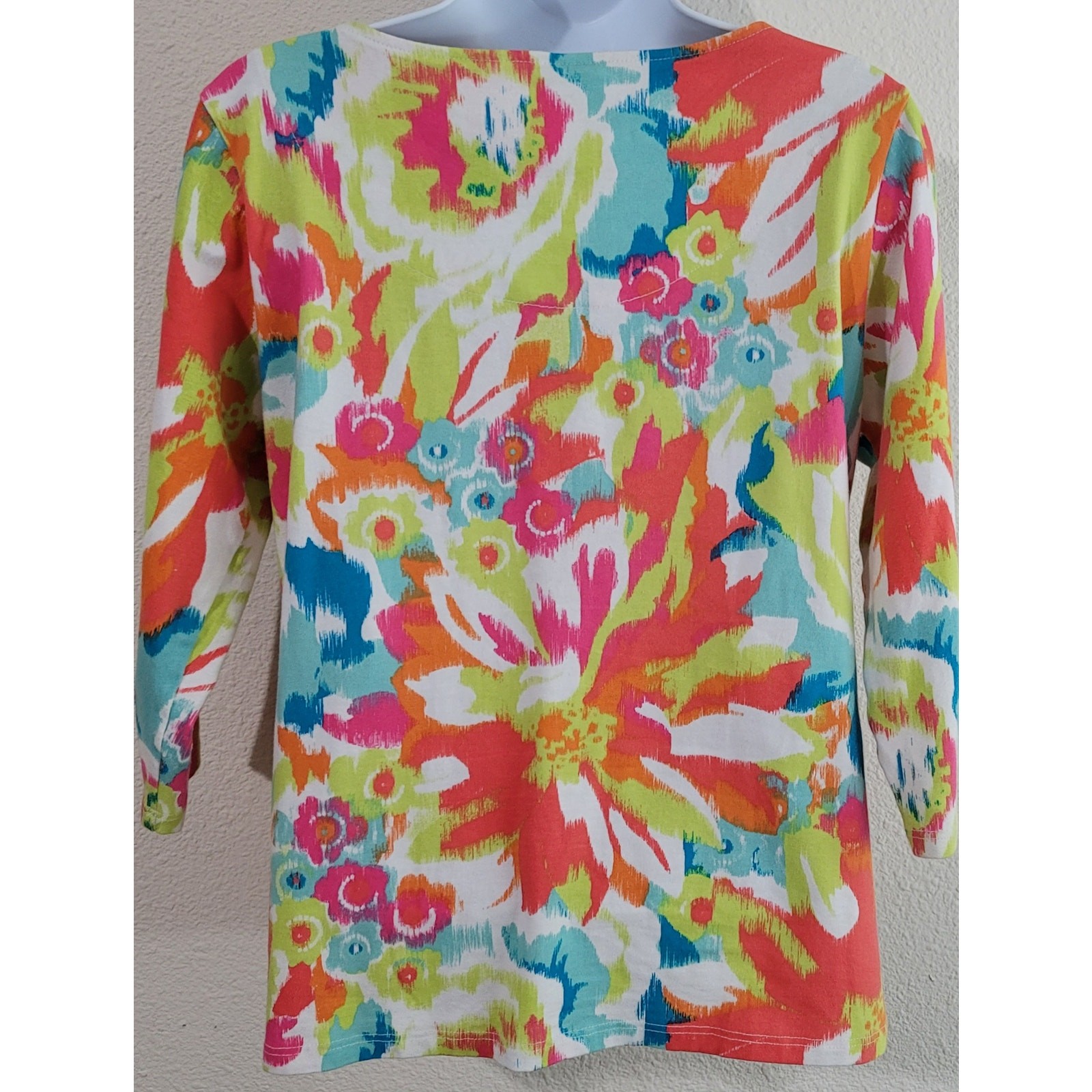 Ruby Rd. White Multi Color Abstract Print Top Sma… - image 3