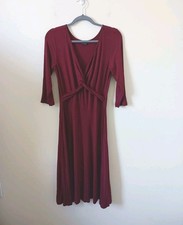Bodyflirt Womens Maxi Dress Size M  Burgundy 3/4 Sleeve Stretch V Neck Wrap