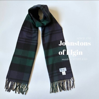 Johnstons of Elgin Kaschmir schwarzer Uhrenschal 100 % gebraucht aus Japan