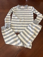 Hanna Andersson Striped White Grey PJ Set Size 90 US 3
