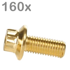 160 Goldlook Stainless Steel M7x16 Screws for BBS Rial Schmidt O.Z. Dynatech Carline Wheels