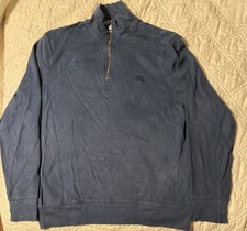 Burberry Brit Sweater 1/4 Zip Men  s XL Blue Pullover Long Sleeve Cotton