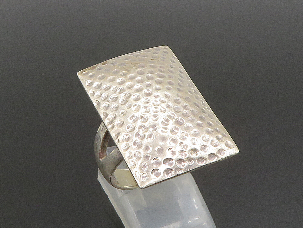 925 Sterling Silver  Vintage Rectangular Hammered… - image 7