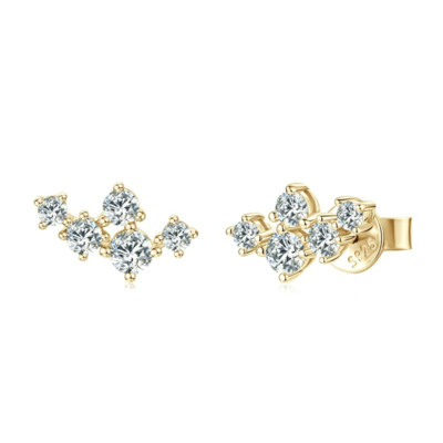 Star Climber Dazzling Moissanite 925 Sterling Silver Stud Earrings Gift YG