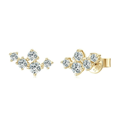 Star Climber Dazzling Moissanite 925 Sterling Silver Stud Earrings Gift YG