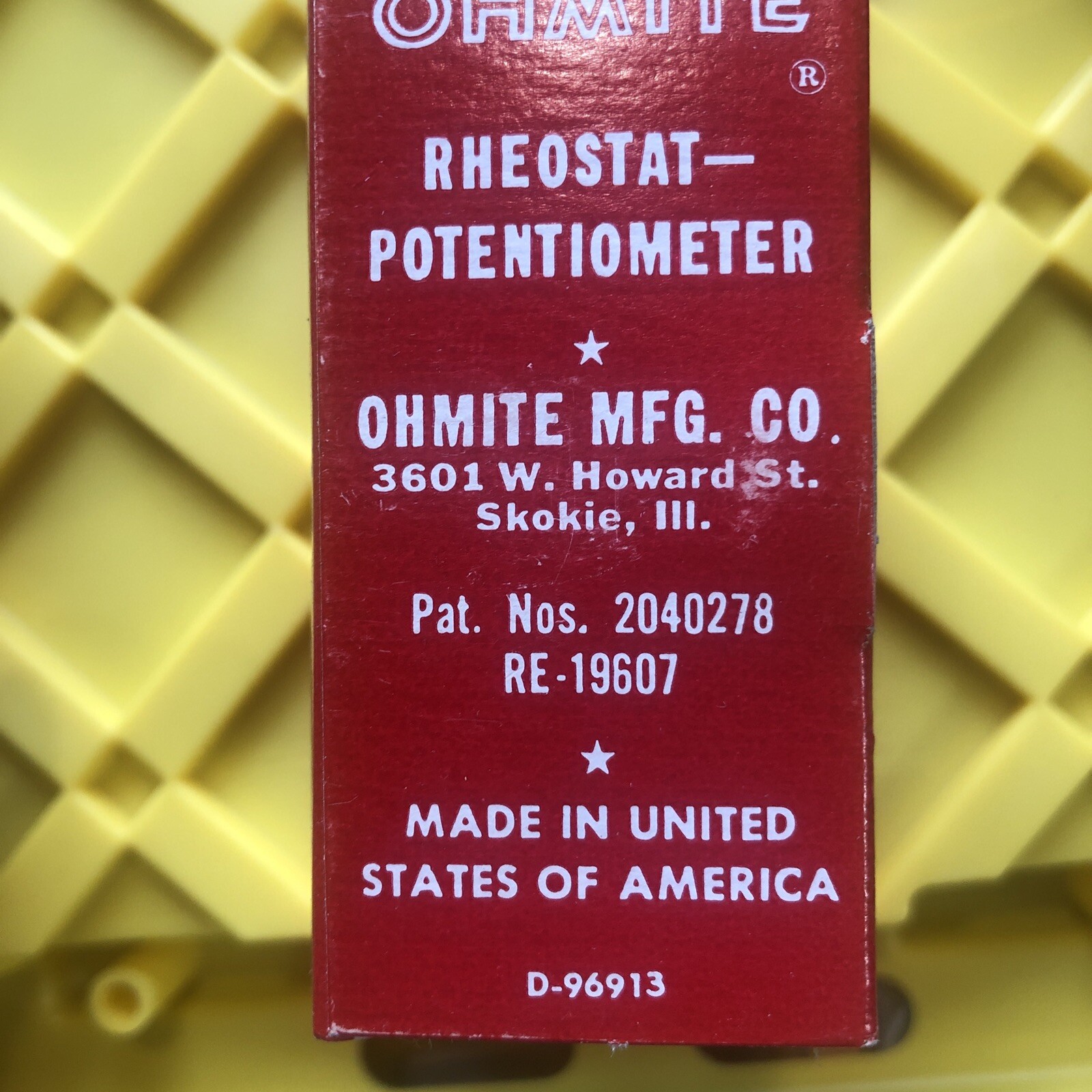 Vintage NEW OLD STOCK Ohmite Rheostat 0458 Model K 100 Watt 1500 OHM