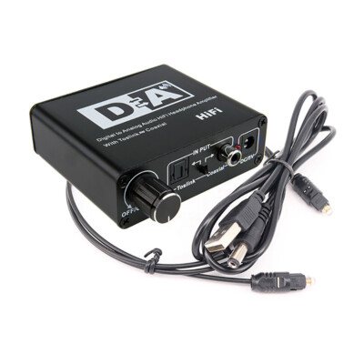 Digital to Analog Audio Converter 3.5mm Adapter W/Fiber Cable RCA Out optical 5V