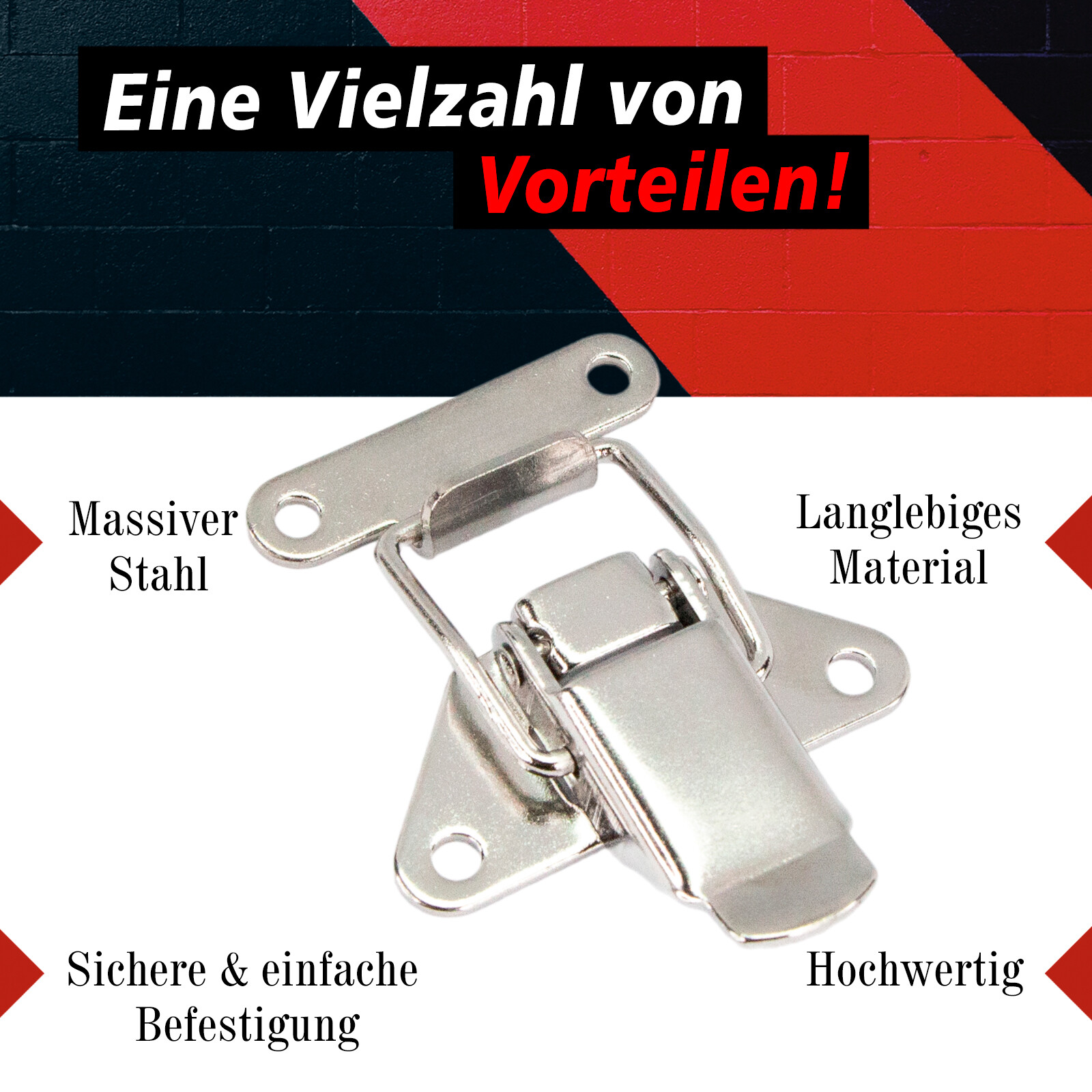 Kistenverschluss Edelstahl V2A Länge 60 Mm  Gerade Gegenhaken - Foto 7