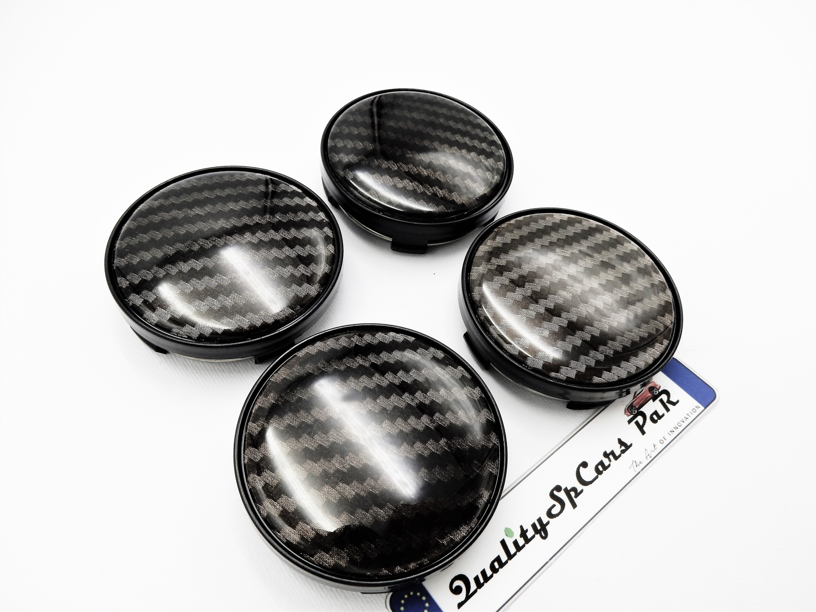 TAPPI COPRIMOZZO 60MM effetto FIBRA DI CARBONIO PER Cerchi in Lega auto tuning foto 5