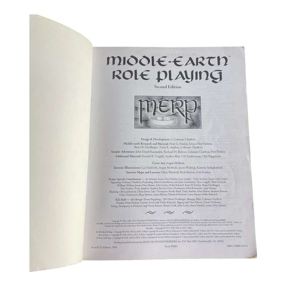 Middle Earth Role Playing (MERP) 2nd Edition #2001 I.C.E Games LOTR Tolkien 🐙 - Image 4 of 4