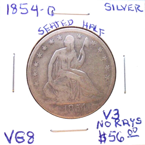 1854 O Seated Liberty Half Dollar with Arrows and No Rays! Very Good Condition