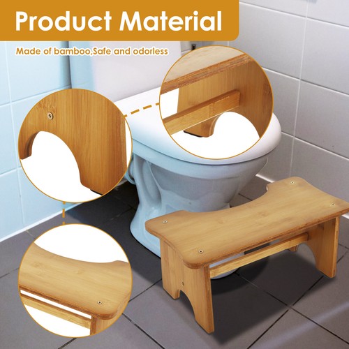 Toilet Stool Bamboo Toilet Footstool Portable C Shaped Poop Stool leoaS SG - Picture 2 of 11