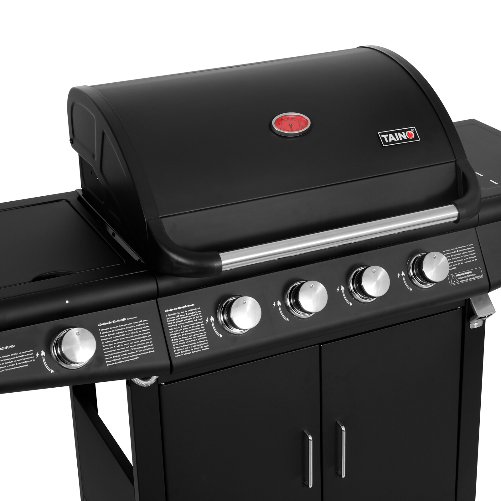 TAINO RED 4+1 Gasgrill BBQ Grillwagen Edelstahl Brenner Seitenkocher Thermometer