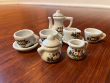 Vintage Flower  Leaf 10 Piece Child  s Doll China Tea Set