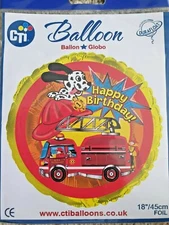 CTI Happy Birthday Fire Engine & Dalmation Dog Helium Foil Balloon 18" - 114362