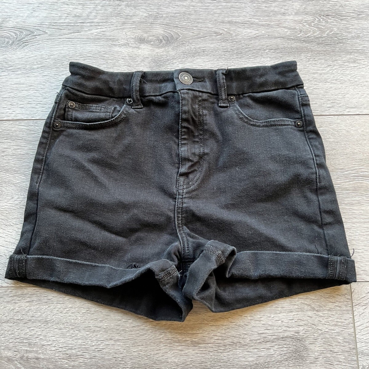 American Eagle Shorts Women's Size Black Hi-Rise Shortie Denim