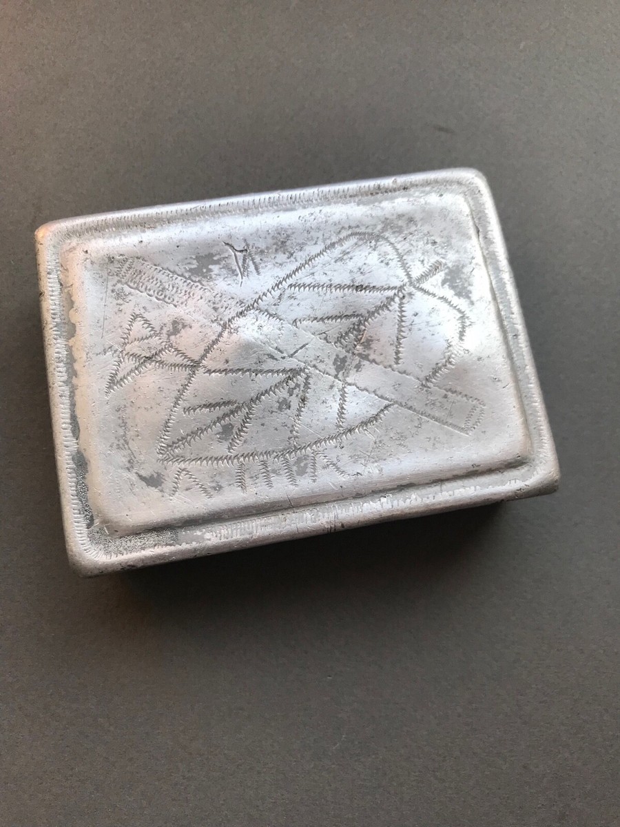 wwii cigarette case Era Rendezvous Club Seoul Korea 1947 Silver Plated Beautiful Engraved Asian Landscape US Navy Cigarette Case