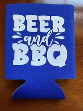 Beer & BBQ  Funny Novelty Can Cooler Koozie