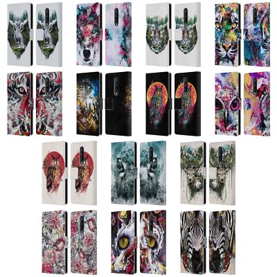 OFFICIAL RIZA PEKER ANIMAL ABSTRACT LEATHER BOOK WALLET CASE FOR ONEPLUS PHONES