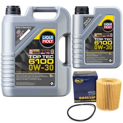 Motoröl Set Top Tec 6100 0W-30 LIQUI MOLY 6 Liter + Ölfilter für Lexus Toyota