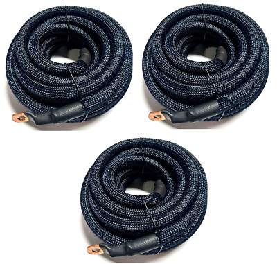 BIG 3 Upgraded BLUE/BLACK  1/0 Gauge Copper Braided Sleeve Cable Alternator Wire
