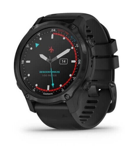 Garmin Descent Mk2S Carbon Gray DLC Dive Watch with Black Silicone Band-image
