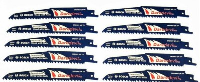 10 BOSCH DAREDEVIL 6'' DEMOLITION RECIPROCATING SAW BLADES 5/8TPI WOOD WITH NAILS