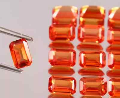 Natural 100 Ct Orange Sapphire Emerald Cut CERTIFIED Loose Gemstone  10 Pcs Lot
