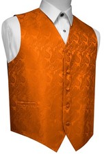 Men's ORANGE PAISLEY TUXEDO VEST. Formal Wedding, Prom, Homecoming, Cruise