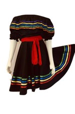 Mexican Folkloric Outfit Black circle skirt  Multi Color Ribbons folcl rico s/m