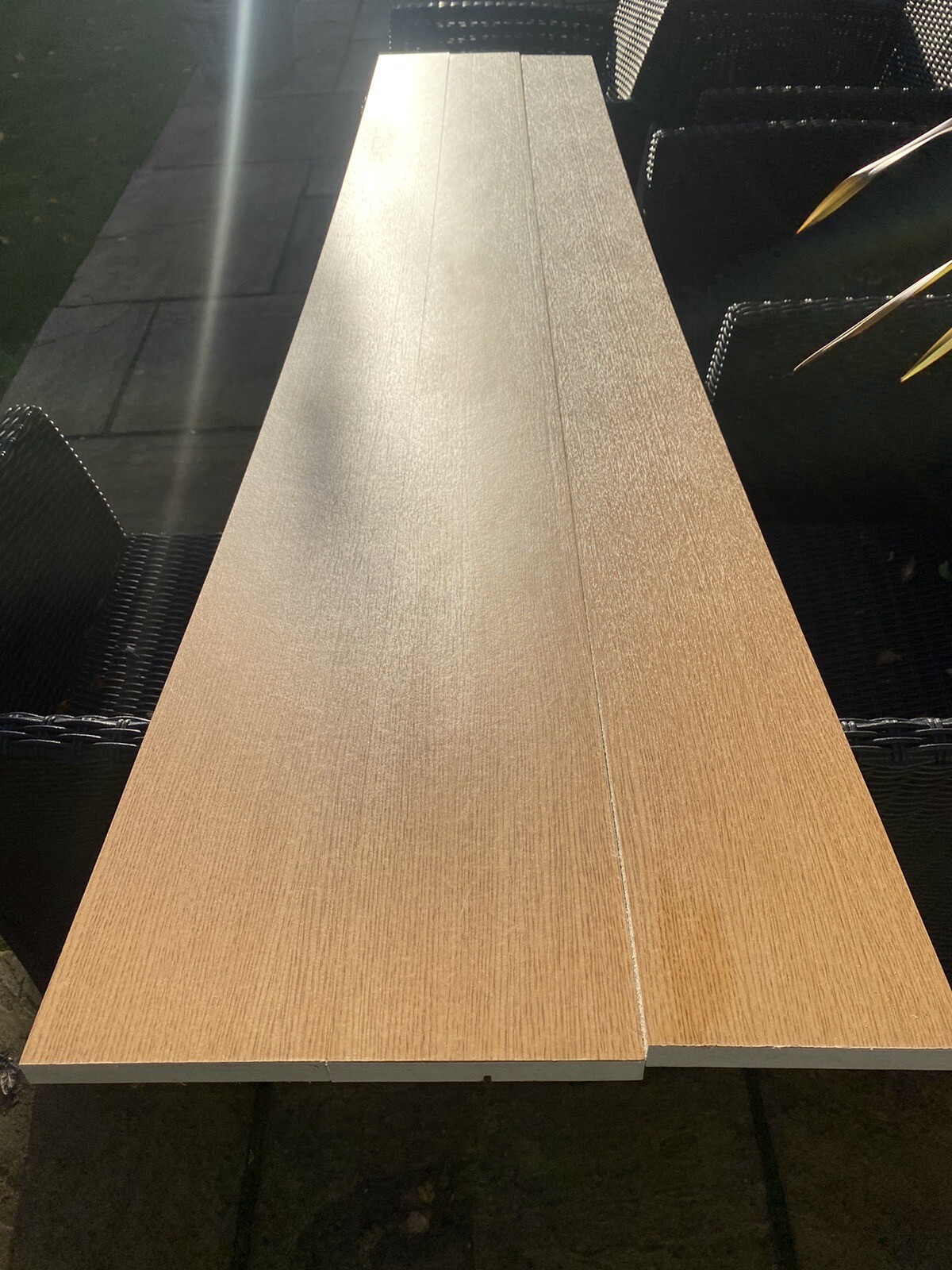 3 LENGTHS OF LIGHT TO MEDIUM OAK KITCHEN KICKBOARD /PLINTH PLYNTH 150mm