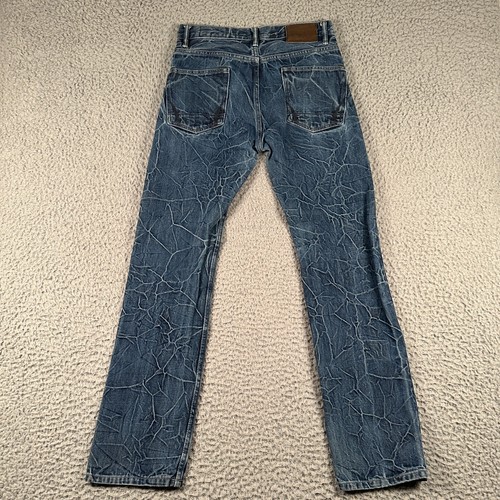 All Saints Selvedge Denim Japanese Jeans Men 29 Blue Lightening Crinkle Effect - Picture 13 of 16