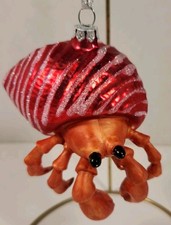 New Blown Glass Hermit Crab CHRISTMAS Glitter Beach Sea Ocean Ornament