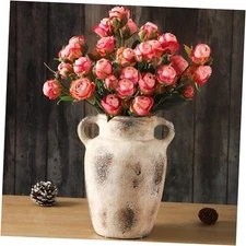 Farmhouse Ceramic Vase with Handle,9.7 inch Handcrafted Vintage Rustic -9.4 in