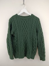 Woolovers Mens Wool Chunky Knit Green Jumper Size L