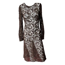 Vintage Archive Prada 2008 Runway Look Brown Sheer Guipure Dress