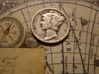 1919-P MERCURY DIME 90% SILVER   FINE DETAILS.