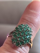 Anello Anelli Vintage Bagno Robustissimo In Argento Smeraldini? Pietre Dure