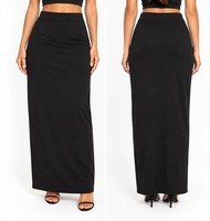Black Maxi Skirt Long Length High Waist Stretch Pencil Skirt Women's UK 10