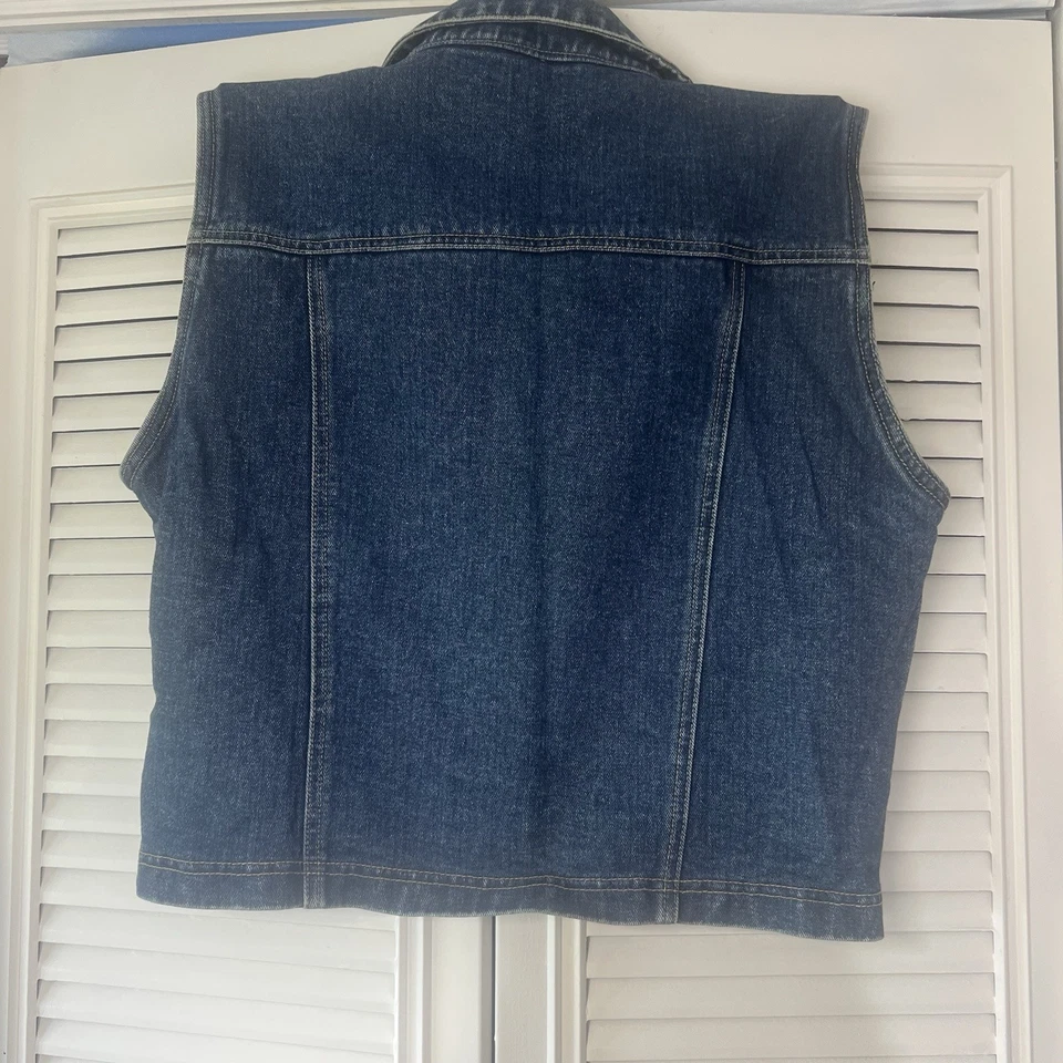 VTG Paul Harris Demin Embroidered Denim Blue Jean Vest  Boho Sleeveless Hippie - Image 2 of 4