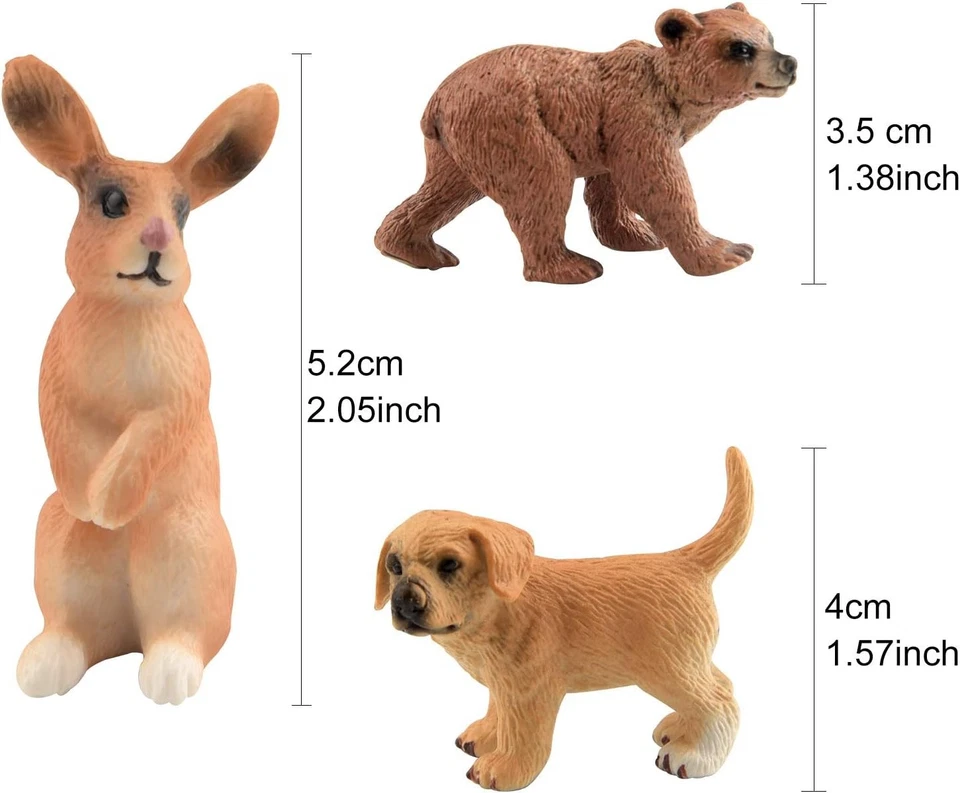 Conjunto de 9 piezas de figuras en miniatura de animales del bosque ciervo estatuilla perro Foto 3 de 4