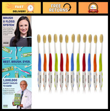 Soft Flossing Toothbrushes for Adults - Bulk Pack of 12, Ultra Clean Manual Set