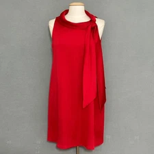 Signature Robbie Bee Womens Dress 8 Red Chiffon A Line Retro Classic Occasion