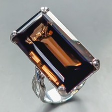 Jewellery 40 ct Natural Smoky Quartz Ring 925 Sterling Silver Size 8 /R445281