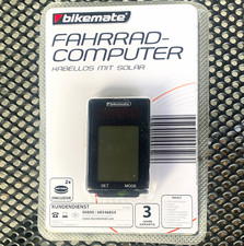 bikemate Fahrradcomputer kabellos solarbetrieben, schwarz, Temp, km, Licht